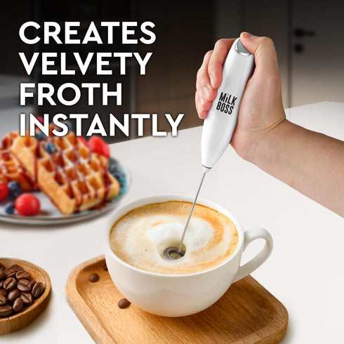 Milk Boss Matcha Whisk - Handheld Electric Stirrer - Matcha Frother Wand & Drink Mixer - Electric Whisk for Matcha Tea & Green Tea - Durable Stain...