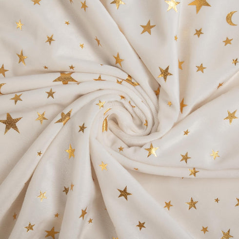 Baby Blanket for Boys Girls Soft Minky with Double Layer Dotted Backing, Star and Moon Printed 30 x 40 Inch Receiving Blanket (Beige)...