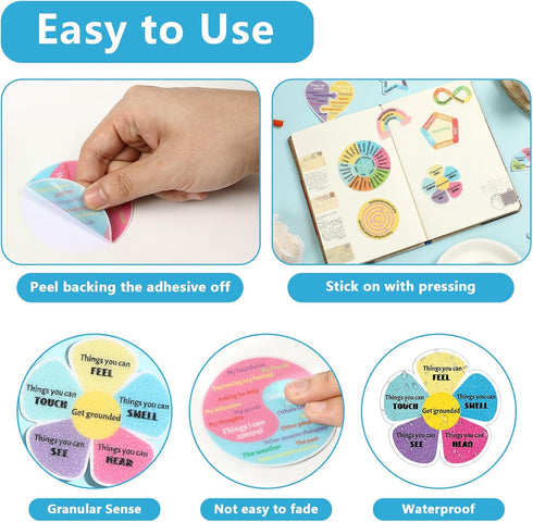 96 Pcs Breath Calm Anxiety Sensory Stickers Reusable Mindfulness Stickers Calming Strips Adhesive Sensory Strips for School Office Classroom Desk ...