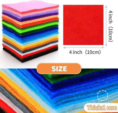 Bundooraking-60pcs soft felt sheets,Felt Fabric Sheets for Crafts 4"x4"(10 * 10cm/Red),Thicker than 1mm Nonwoven squares,Patchwork Sewing DIY Craf...