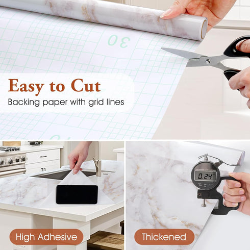 Haton Marble Contact Paper for Countertops Peel and Stick Wallpaper 17.5" x 78.7" Removable Self Adhesive Waterproof Wall Paper for Furniture Cabi...