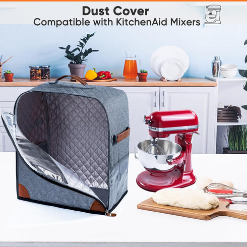 BAGSPRITE Stand Mixer Cover with Appliance Sliders Base Compatible with KitchenAid Mixer-Storage Bag for 4.5/5 Quart with Pockets for Kitchen Aid ...
