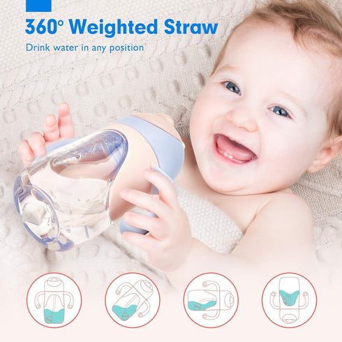 hahaland Sippy Cups for Baby 6-12 Months - 2 in 1 Spout & Straw Unicorns Sippy Cups for Toddlers 1-3 No Spill Transition Weighted Straw Cup (1 Cup...