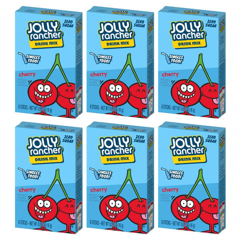 Jolly Rancher SINGLES TO GO! Cherry, 6 boxes with 6 packets each - 36 total servings...