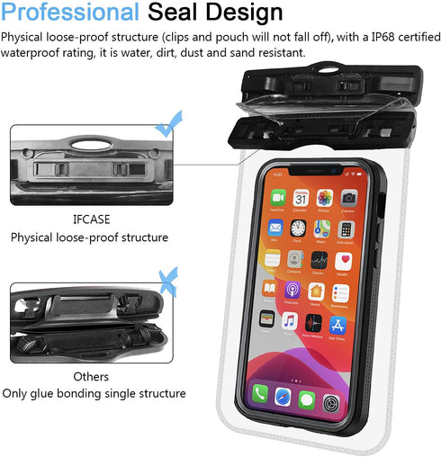 IFCASE Universal Waterproof Case, 2 Pack Large Phone Water Proof Dry Bag Pouch for iPhone 14 Pro Max, 13 12 11 XS XR 7 8 SE, Samsung Galaxy S23 S2...