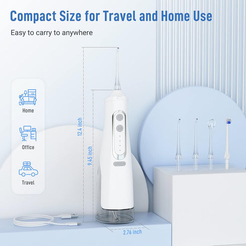 Cordless Water Flosser Teeth Cleaner Dental Oral Irrigator Picks Portable and Rechargeable 310ml Water Tank IPX7 Water Proof for Home and Travel I...