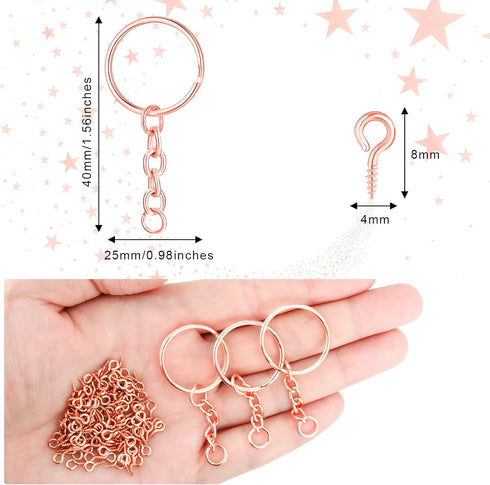 Hotop 360 Pcs Key Rings for Crafts Keychain Making Kit Including 90 Open Jump Rings Connectors,180 Small Screw Eye Pins Hooks for DIY Keychain Sup...