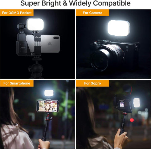 Vlogging Light PICTRON VL28 LED Light for iPhone Mini LED Camera Light Rechargeable 5600K 95+ Long-Lasting Fill Light for Gopro Hero 9 8 7 6 5 DJI...