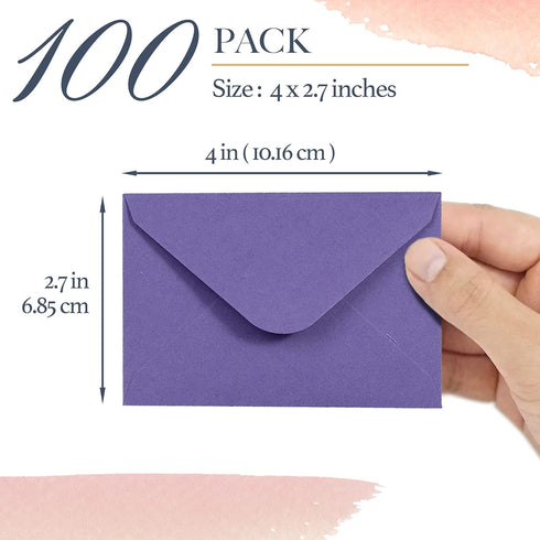 Gift Card Envelopes - 160-Count Mini Envelopes, Paper Business Card Envelopes, Bulk Tiny Envelope Pockets, 16 Colors, 4 x 2.7 Inches...