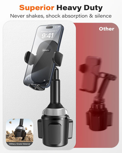 APPS2Car Solid Cup Holder Phone Mount for Car Truck with Quick Extension Long Arm Fast Swivel Adjustable Height 360 Rotatable Low Profile for iPho...