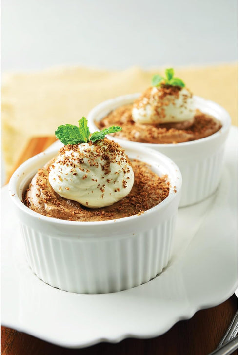 HIC Kitchen Souffle Ramekin Set, Fine Porcelain, 4-Ounce, Set of 4...