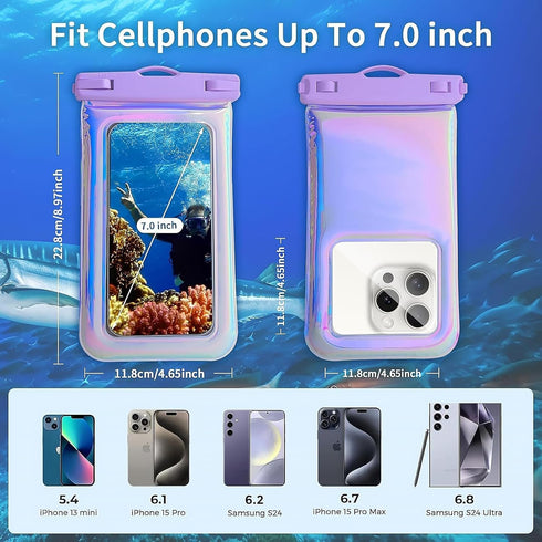 Floating Waterproof Phone Pouch, Soap Bubble Waterproof Case with Crossbody Lanyard for iPhone 15 14 13 Pro Max, IP68 Cellphone Dry Bag Beach Crui...