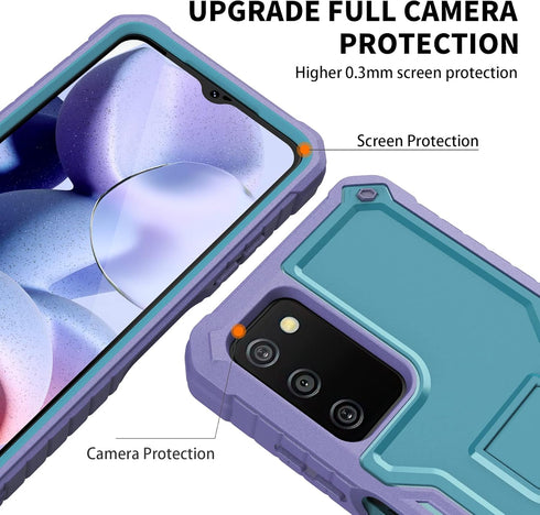 DUOPAL for Samsung Galaxy A03s 5G Case, Military Grade Protection Shockproof Case with Tempered Glass HD Screen Protector and Kickstand Compatible...