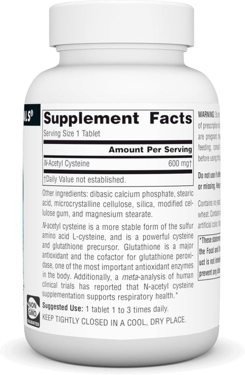 Source Naturals N-Acetyl Cysteine Antioxidant Support 600 mg Dietary Supplement That Supports Respiratory Health* - 120 Tablets...