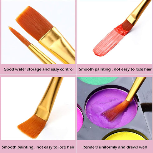 AROIC Acrylic Paint Brushes, 6 Packs/60 pcs Nylon Hair Paint Brush Set for All Purpose Oil Watercolor Painting Artist Professional Kits (Pink)...