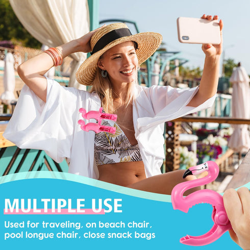 4 Pieces Beach Towel Clips Jumbo Size Beach Chair Clips Towel Holder Clothes Hat Pegs for Cruise Pool Patio Holiday Vacations or Daily Use(Flaming...