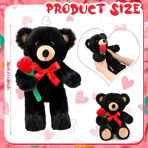 Black Bear Plush Stuffed Animal Black Bear with Rose Funny Cute Black Stuffed Animal Plush Gifts for Kids Toddler Girlfriend Mother's Day Birthday...