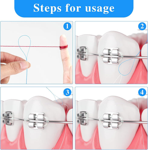 100 PCS Floss Threaders, Deep Clean Dental Floss Threader for Braces, Bridges and Implants Multifunctional Floss Aids, Nylon Loop Design (Pack of ...