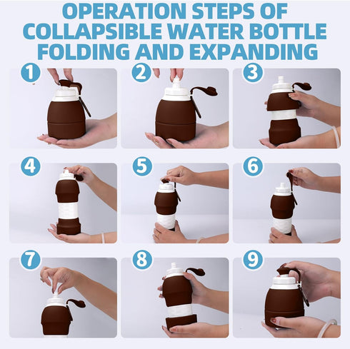 Collapsible Water Bottle, Upgrade Leakproof Foldable BPA Free Silicone Reusable Sports Bottle, Portable Refillable Bottles with Carabiner, Ideal f...