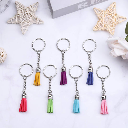 Keychain Tassles, Cridoz 200pcs Bulk Keychain Rings Set Includes 50pcs Tassels for Crafts, 50pcs Key Chain Rings, 50pcs Jump Ring and 50pcs Screw ...