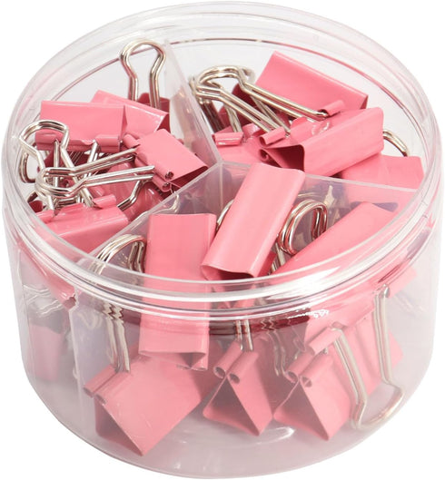 Pink Binder Clips Paper Clamps, Assorted Sizes Set (Small, Medium, Large) for Office School and Home Supplies...