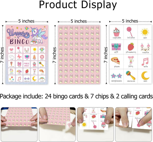 Unicorn Bingo - Birthday Bingo Games, Rainbow Unicorn Party Bingo, 24 Players Bingo Games for Unicorn Theme Birthday Party Outdoor Family Party Tr...