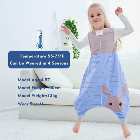 MICHLEY Toddler Sleeping Sack with Feet Newborn Infant Sleeveless Sleeping Bag 2-way Zipper Baby Wearable Blanket for Walkers,Blue Rabbit,3-5T...