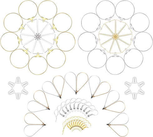 TopBine Earrings Beading Hoop Set for Jewelry Making,Earring Finding Beading Hoop Earrings Bulk for DIY Craft Earring Jewelry Making (Round/Square...