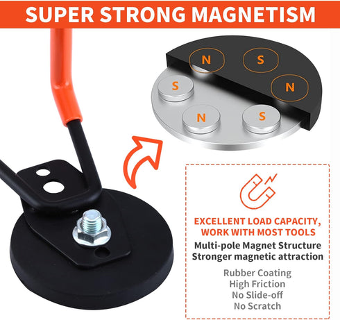 Extra Strong Magnetic Hooks for Hanging Heavy Duty, 2.6in Large Industrial Magnet Hooks, Magnetic Hook with Anti-Slip Coating, Storage Utility Mag...