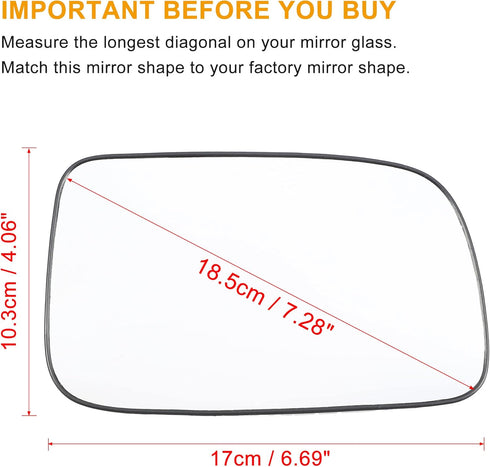 X AUTOHAUX Car Rearview Right Passenger Side Heated Mirror Glass Replacement W/Backing Plate for Toyota Prius 2004-2009...