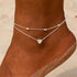 COLORFUL BLING 14K Silver Butterfly Anklets With Cubic Zirconia Adjustable Layered Heart Ankle Bracelet Summer Beach Foot Chain Jewelry...