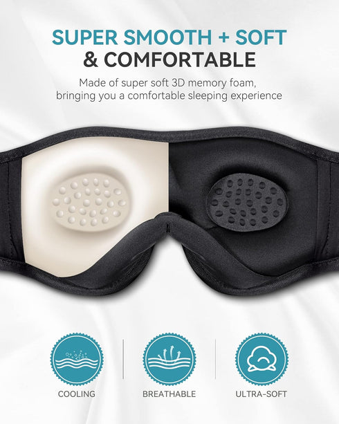 MUSICOZY Sleep Headphones 3D Bluetooth 5.4 Headband Sleep Mask, Wireless Sleeping Headphones Music Earbuds Eye Mask for Side Sleepers Travel with ...