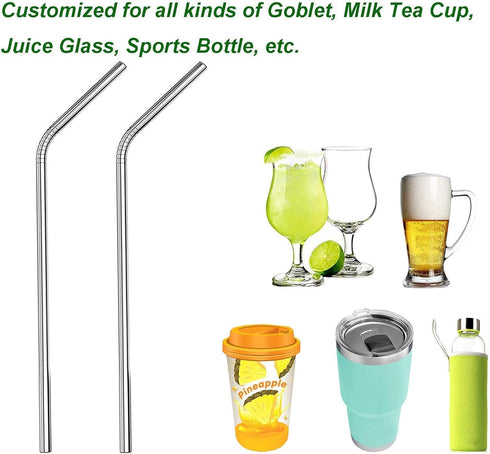 Reusable Straws - Stainless Steel Drinking - Set of 12 + 3 Cleaners - Eco Friendly, SAFE, NON-TOXIC non-plastic CocoStraw Brand...