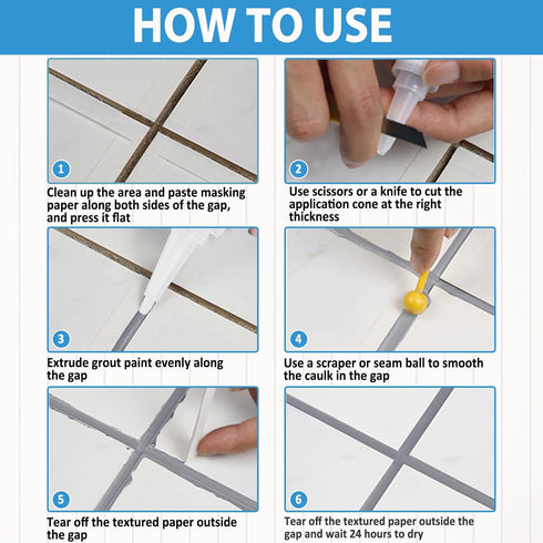 Tile Grout Repair Kit, 2 Pack Light Grey Grout Repair filler, Fast Drying Grout Paint, Grout Sealer for Bathroom Shower Floor, Restore and Renew T...