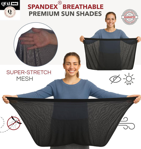 L/Car Sun Shades for SUV Windows (12 Sizes) - UV, Bug, Privacy Protection, Heat Blocker, Stretch-to-Fit Mesh Screens for Baby & Camping, 2-Pack by...