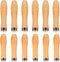 12 PCS Wooden File Handle Round Hole Small Wooden Handle File Special Handle with Metal Collars Wooden File Handle Set Checkering File Handle for ...