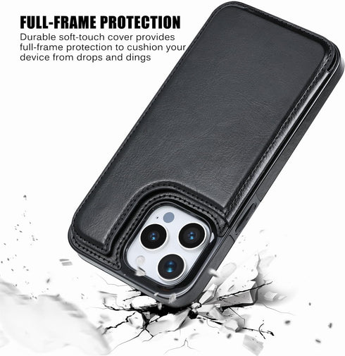 Wallet Case Compatible with iPhone 15 Pro Max(6.7"),Slim Protective case with Card Holder with 1 Screen Protective Glass,Premium PU Leather Kickst...