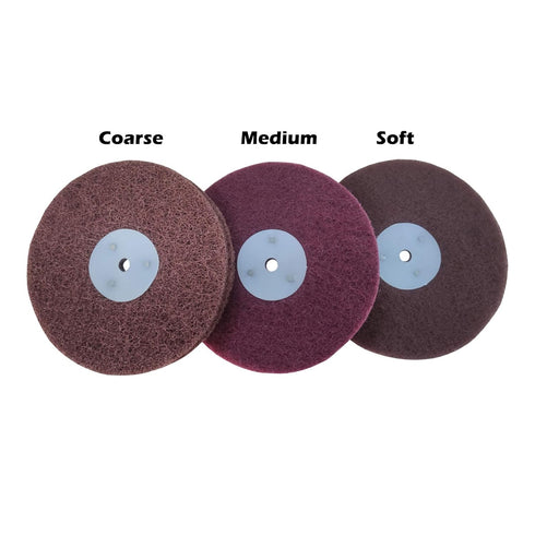3PC 6 Inch x 2 Section Non Woven Polishing Wheel Kit for Bench Grinder with 10MM Arbor Hole Each 1PC Hard/Medium/Soft...