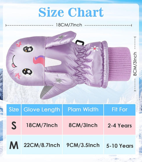 MoKo Toddler Mittens Snow Gloves - Warm Coral Fleece Toddler Gloves with Linking Buckles Waterproof Non-Slip Ski Gloves Snow Mitten for Skiing Sno...