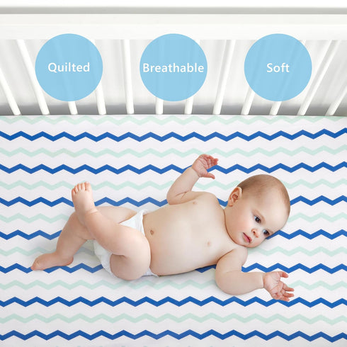 TILLYOU Baby Crib Sheets for Boys Girls, Fitted Crib Sheet 1 Pack for Standard Crib and Toddler Mattresses, Super Soft Toddler Bed Sheets, 28" x 5...