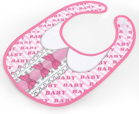 Littleforbig Cotton Waterproof Babydoll Printed Adult Bib with Adjustable Velcro Closure - Pretty in Pink Baby Bib...