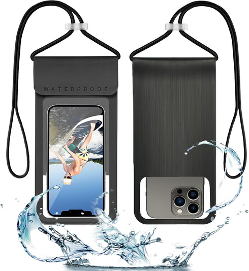 Waterproof Phone Pouch, Large Waterproof Phone Case, Universal Cell Phone Case Dry Bag, Compatible for iPhone, Samsung, All Smartphones Black...
