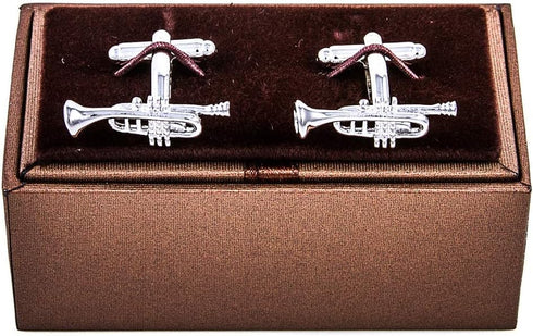 MRCUFF Trumpet Jazz Music Pair Cufflinks in a Presentation Gift Box & Polishing Cloth...