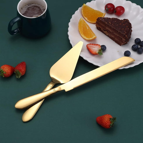 Cake Cutting Set for Wedding, Elegant Knife and Server with Thickened Stainless Steel Rounded Edges, Cutter Pie Spatula Birthday Anniversary Chris...