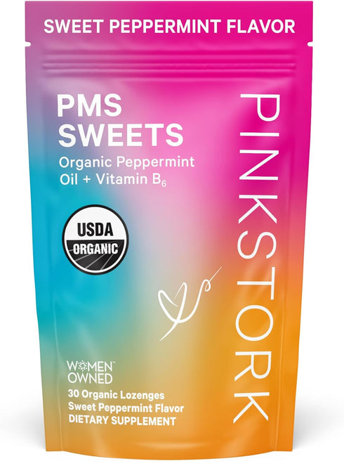 Pink Stork Organic PMS Support Sweets for Teens and Women - Simple & Natural Ingredients Vitamin B6 and Peppermint - Period, Digestion, Bloating, ...