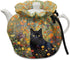 Black Cat Floral Print Tea Pot Cosy Cotton Tea Cozy for Teapots Dust Cover Insulated Kettle Cover Teapot Warmer for Home Kitchen Decorative Access...