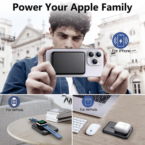Wireless Portable Charger, Magnetic Power Bank Compatible with iWatch Charger,5000mAh Mag-Safe Batteries Pack,Compatible with iPhone 15/14/13/12 S...