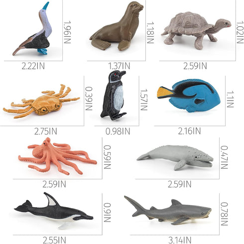 Mini Sea Creatures Toys for kids Pacific Ocean Animals Figures Marine Animal Toys 2-4 Inch Cake Topper Educational School Project for Kids Toddler...