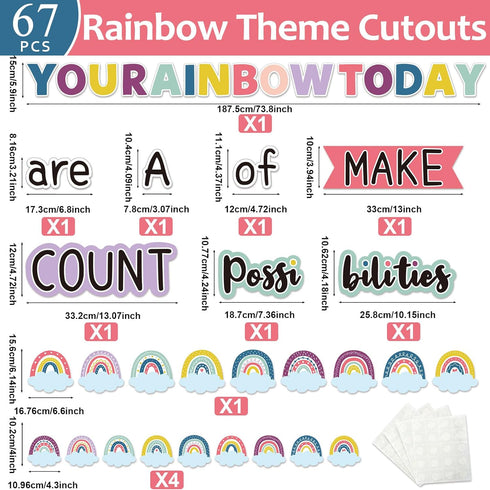 Motivational Rainbow Bulletin Board Cutouts, Happy Sunshine Day Inspirational Positive Classroom Decoration You are a Rainbow of Possibilities Acc...