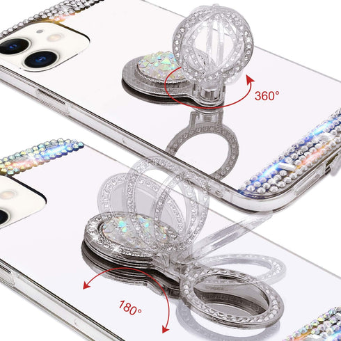 LUVI for iPhone 11 Diamond Glitter Case Mirror Makeup Cute for Girls Women Protective Cover with Bling Crystal Rhinestone Ring Holder Finger Grip ...